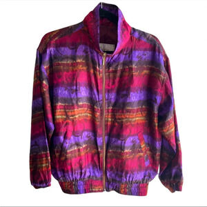Vintage East West Silks 100% silk multicolor bomber jacket Small